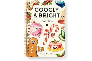 Brass Monkey Googly & Bright – Sticker Book With 18 Pages of Traditional Vintage Inspired Holiday Stickers and 2 Pages of Googly Eye Stickers