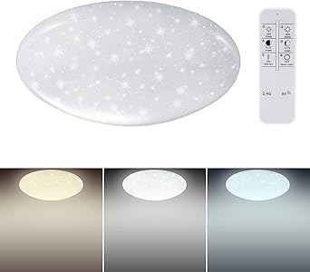 Led Deckenleuchte Dimmbar Mit Fernbedienung Farbwechsel Warmweiss Tageslicht Kaltweiss O 38 Cm Rund Sternenhimmel Glitzer Effekt Von Nedes Amazon De Beleuchtung
