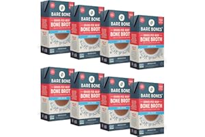 Bare Bones Low Sodium Grass-Fed Beef Bone Broth | Pour w/ Pasture Raised Protein & Collagen for Cooking & Sipping | No Artificial Flavors Non-GMO Gluten & Dairy-Free Keto & Paleo Friendly | 16oz Carton | 8 Pack
