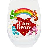 Care Bears Rainbow Heart Logo Stemless Wine Glass, Tumbler Cup For Cocktails | Holds 20 Ounces