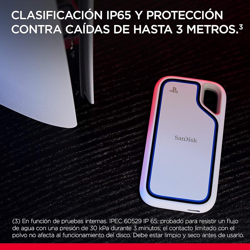 Extreme SSD Externo portátil para PlayStation 5 y Ordenador 1TB, Velocidades hasta 1000 MB/s, Resistencia al Agua y al Polvo IP65 y contra caídas de hasta 3 Metros, 1 Mes de Nitro Discord