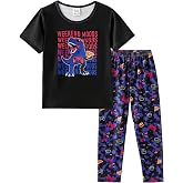 MyFav Boy Pajamas Set Halloween Kids Sleepwear Glow in the Dark Cute Short Sleeve Long Pants Night Clothes