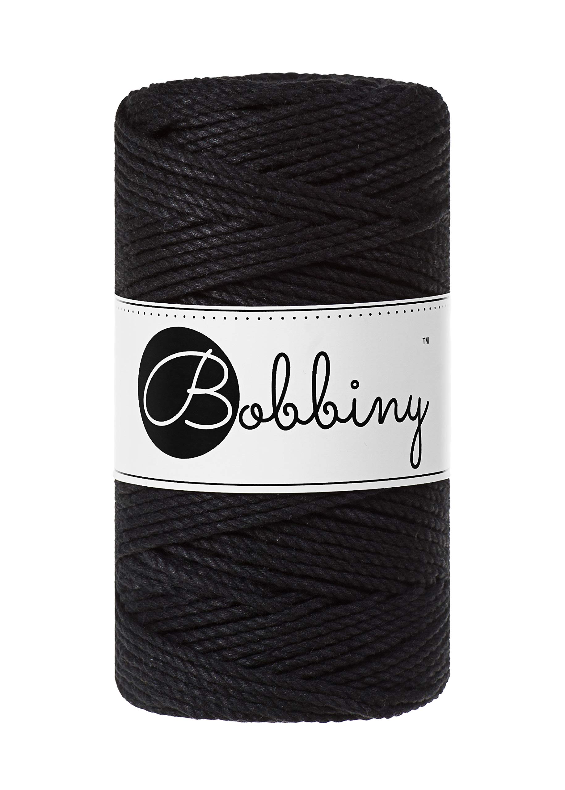 Bobbiny Regular 3mm 3 Ply Macrame Cord (Black) 100m — image 1