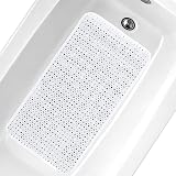 AQUALONA Luxury Bath Mat Anti-Mould Non-Slip PVC Comfort White view 2