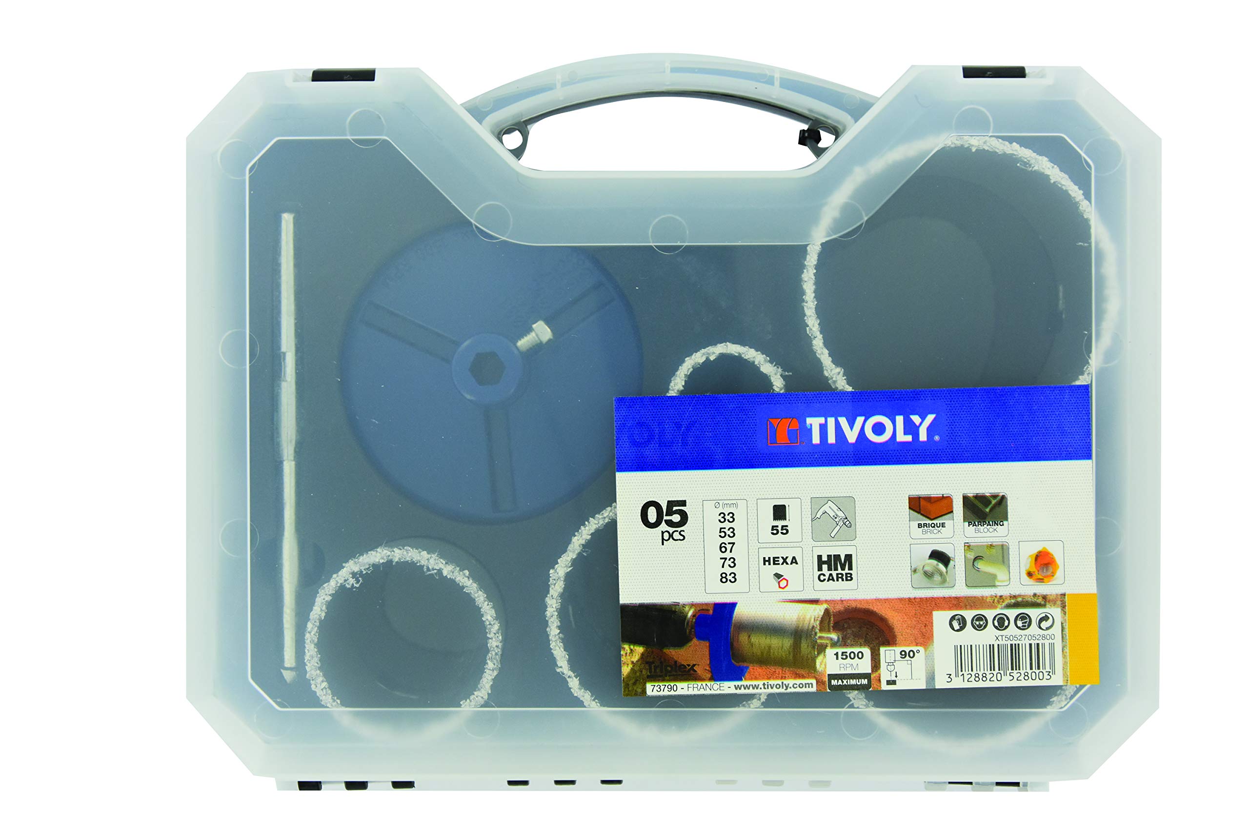 Tivoly XT50527052800 Carbide HM Drill Bit Set 5p 33 mm to 83 mm, UnConcerned, 33-53-67-73-83