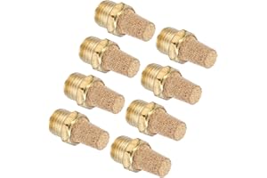 MECCANIXITY 8PCS Pneumatic Exhaust Muffler, 1/4" NPT Male Sintered Bronze Muffler Brass Air Line Fittings for Pneumatic Tools