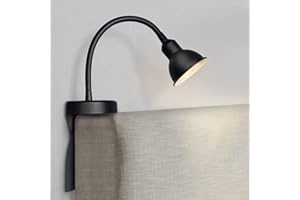 Solfres Patented Innovative Design Headboard Reading Light. No Drilling Golden Book Light for Bedtime Reading. Dimmable LED Book Reading Lamp with Bulb. Movable & Flexible, Black