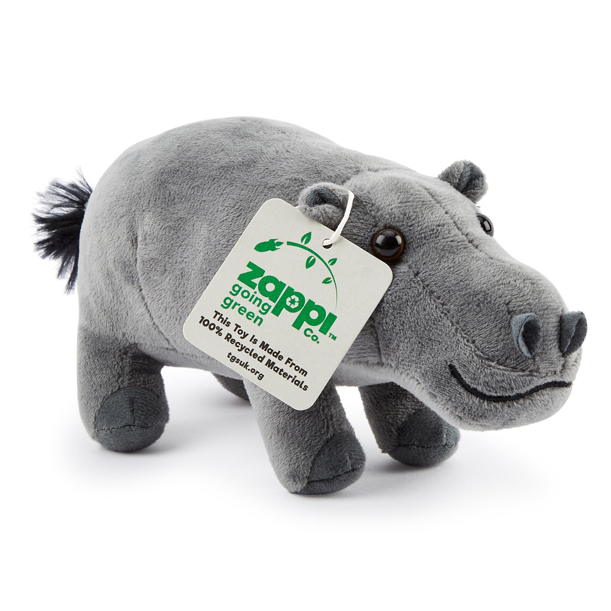 Zappi Co 100% Recycled Plush Hippo Toy (23cm Length) Stuffed Soft Cuddly Eco Friendly animals Collection For New Born Child First kid — image 1
