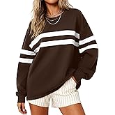 MASCOMODA Women's 2026 Striped Oversized Sweatshirt Spring Crewneck Long Sleeve Shirts Casual Color Block Pullover Tops