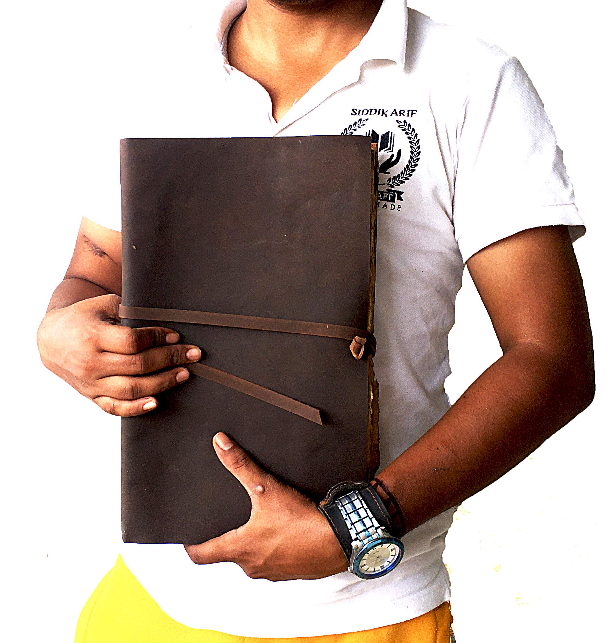 ALCRAFT Leather Journal Vintage Leather Bound Journal Handmade Antique Cover 33.02 X 25.4 CM