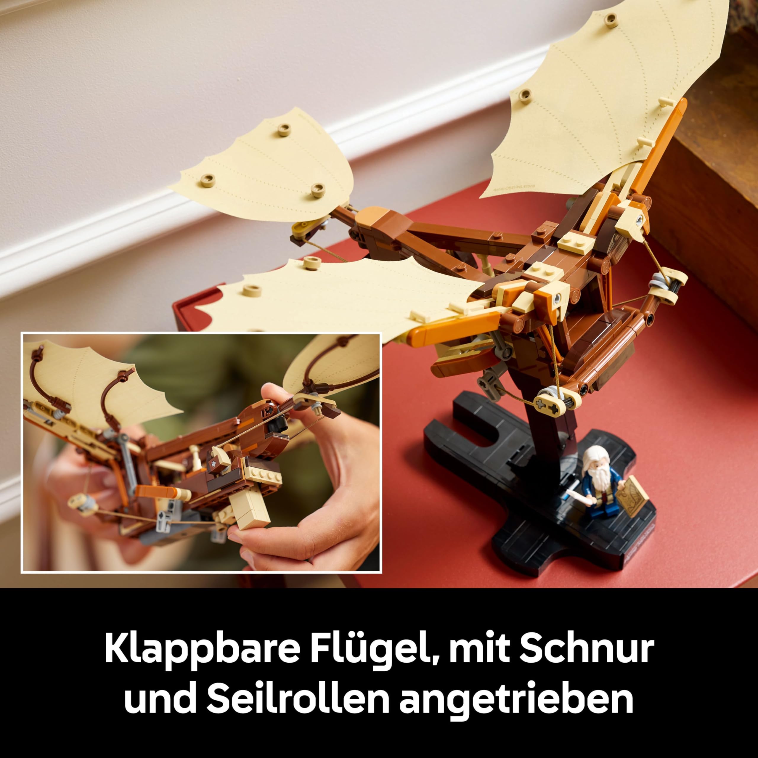 LEGO Icons Leonardo da Vincis Fluggerät mit schlagenden Flügeln - Inklusive Minifigur & Ständer - Bauset für Erwachsene - Deko-Set für Zuhause - Geschenkidee - 10363 5