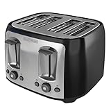 BLACK+DECKER TR1478BD 4-Slice Toaster, Bagel Toaster, Black