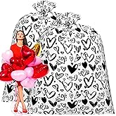 Teling 2 Pcs 80 x 60 in Jumbo Bike Gift Bags Valentine's Day Extra Large Bicycle Plastic Gift Bags for Heavy Large Valentine's Day Present Birthday Baby Shower Wedding Bridal Anniversary(Black Heart)