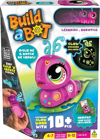 Goliath Build-a-Bot Glow Worm Interactive Pet Kit Pink 20+ Pieces