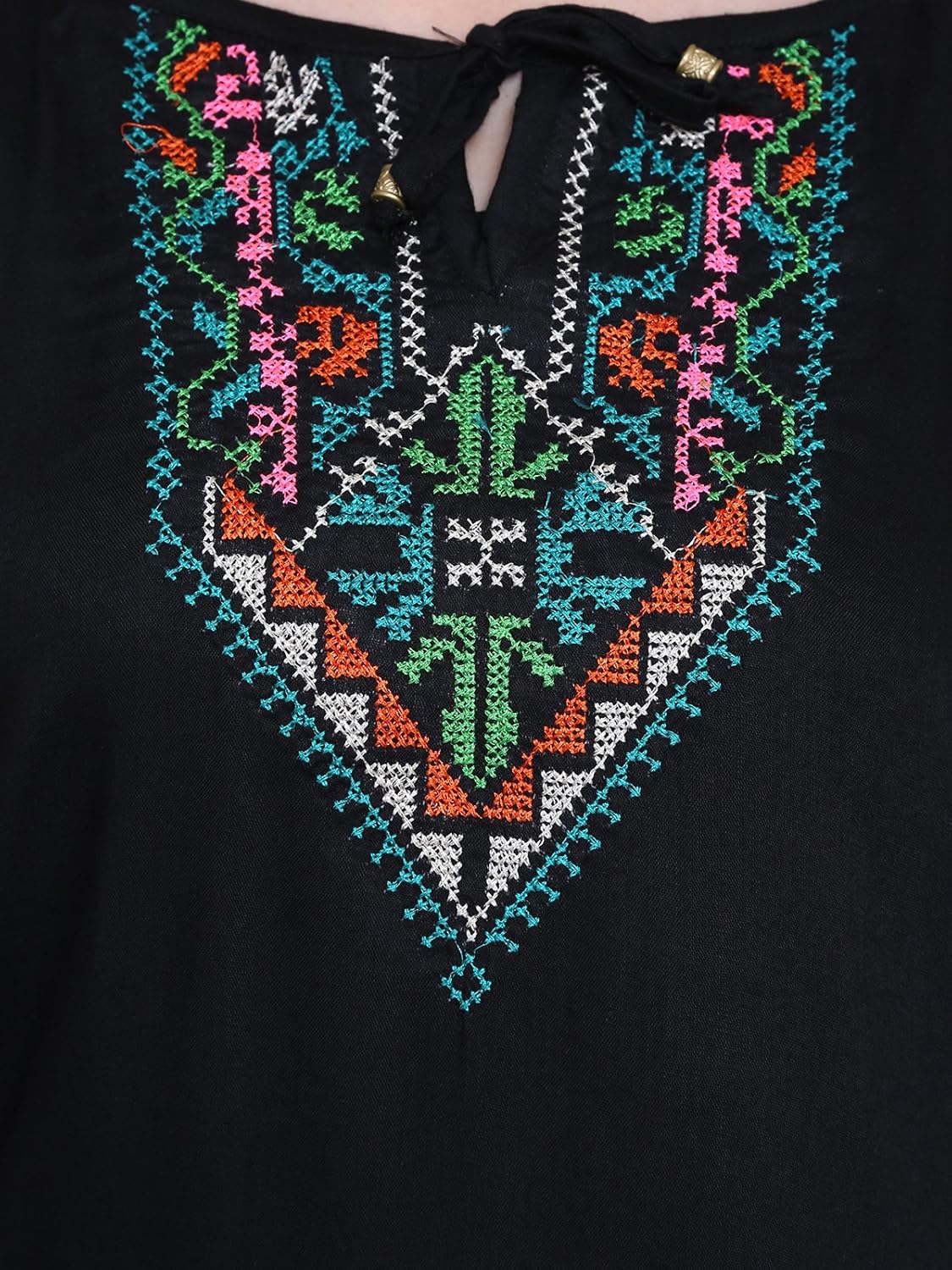 papsara black rayon slub women's long top