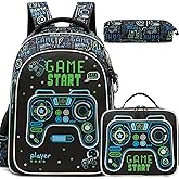 Oruiji Game School Backpack for Boys Backpacks Ages 8-10 with Lunch Box Set Black Bookbag for Boys Backpack for Kids Backpacks Lightweight Elementary Back to School Supplies Kit