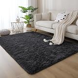 MOONLIGHT20015 Black Shag Rug 60x110cm Non-Slip Ultra Soft Plush Carpet view 6