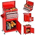 INTERGREAT Rolling Tool Chest, 5-Drawer Tool Box Organizer w/Lockable Wheels & Sliding Drawers & Detachable Top, Tool Storage Cabinet for Garage Workshop (Red)
