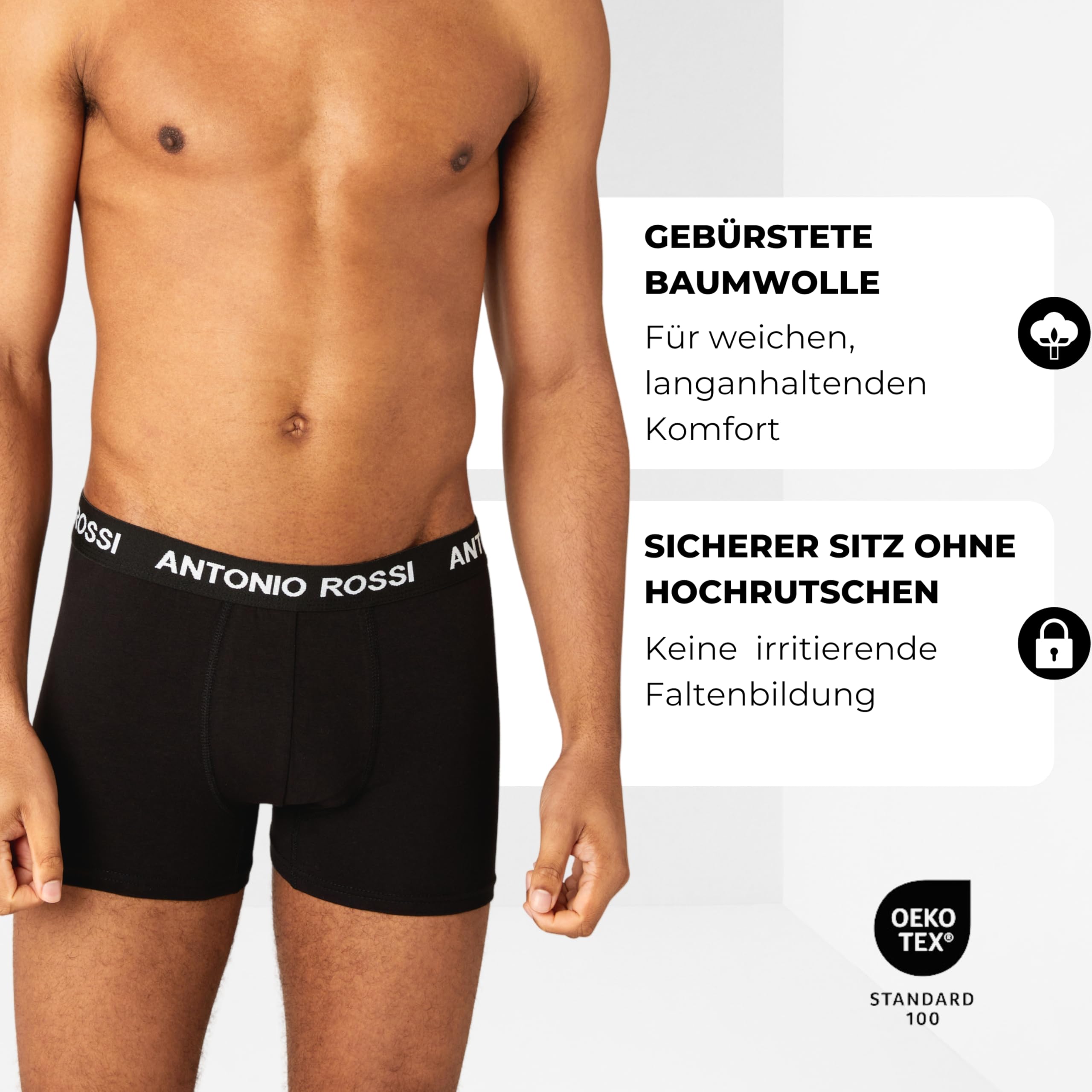 ANTONIO ROSSI Herren (12er-pack) Herren-boxer-hipster Fitted Boxer Hipsters, Schwarz, XXL EU 2