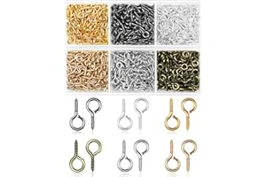 FIVEIZERO 840Pcs Small Screw Eye Pins for Jewelry Making, Tiny Eye Hooks with 6 Colors, Mini Eyelet Hooks in 3 Sizes, Small Eye Hooks & Screw Eyelets for DIY Crafts, Beading & Art Projects（5mm）