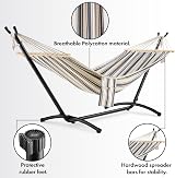 VonHaus Hammock with Stand Freestanding 1 Person Polycotton Blue White view 8