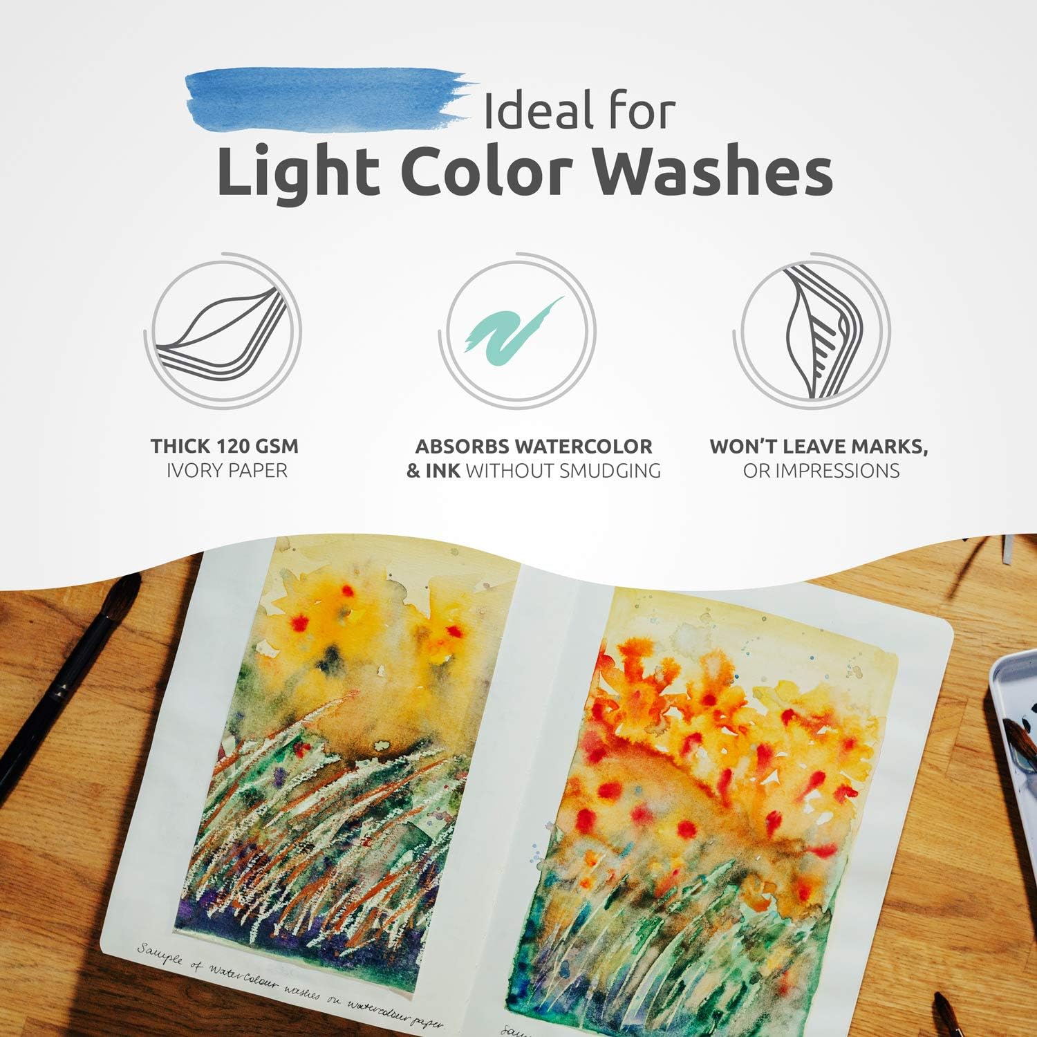 B5 Large Art Sketchbook, Sketch Notebook with Thick 120 GSM Acid-Free Ivory Paper - Image 3