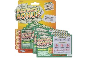 Laughing Smith 10 x Payday Bonus Prank Lottery Ticket - Fake Lottery Tickets and Prank Gag Scratch Off Cards - Hilarious Fake Scratch Tickets - Funny Party Gifts & Gag Birthday Pranks for Men & Women