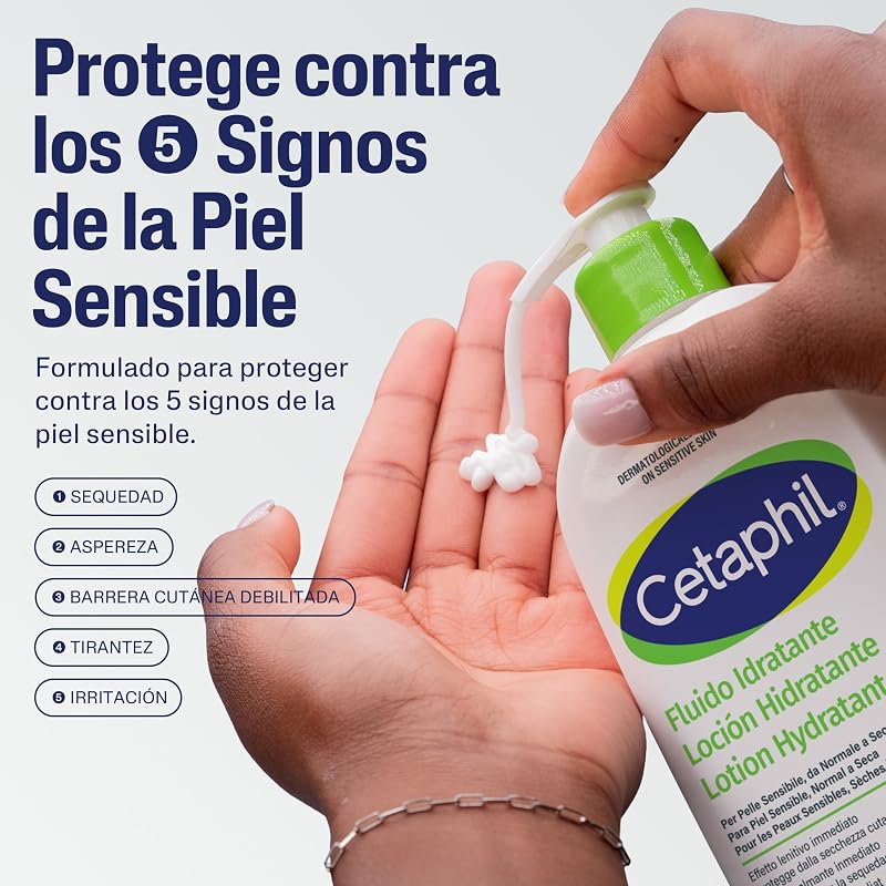 Loción Hidratante para Piel Sensible, Normal a Seca,Hidrata durante 48H, Fórmula ligera con Niacinamida, Pantenol y Glicerina, No Comodogénico, para Rostro y Cuerpo, 237ml