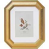 Ibalux 8x10 Picture Frame Photo Frame, Made of Solid MDF Wood with Real Glass, Display Picture 5x7 with Mat or 8x10 without Mat, Vertical and Horizontal for Wall Hanging or Vertical for Tabletop, Gold