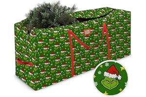 Auirre Christmas Tree Storage Bag, Extra Large Oxford Storage Container Fits up to 7.5 Ft Disassembled Tree, Green Xmas Holiday Tree Case with Reinforced Carry Handles and Dual Zippers 48×15×20 inch