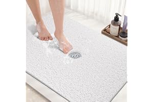Large Shower Mat Non Slip : 32x24 inch Loofah Shower Mats for Inside Shower with Drain Hole in Middle, Anti Slip Shower Mat, 