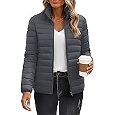 YUCOLEN Women's Puffer Jacket Quilted Winter Coat Padded Stand Collar Full-zip Warm Lightweight Puffer Coats