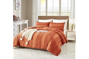 Cupocupa Queen Comforter Set Caramel Tufted Comforter Sets Bedding for Queen Bed 3PCS Boho Comforter Soft Fluffy Lightweight Comforter with 2 Pillow Cases for All Season