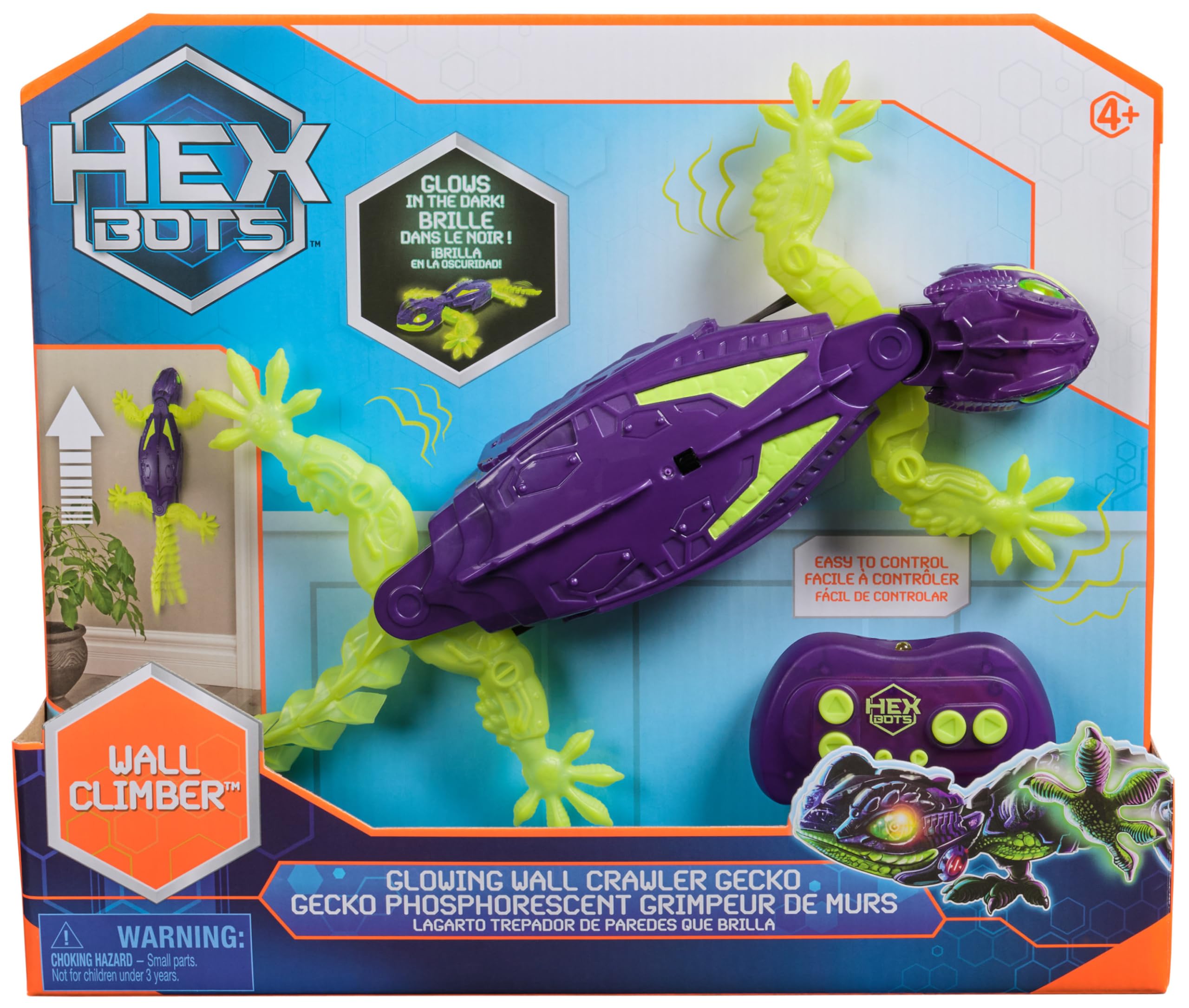 Hex Bots – Wandflitzer Gecko Glow-in-the Dark, RC-Gecko mit LED-Augen & Glow-in-the-Dark-Beinen, das ferngesteuerte Tier klettert an Wänden & Decken, inkl. Fernbedienung, für Kinder ab 4 Jahren 9