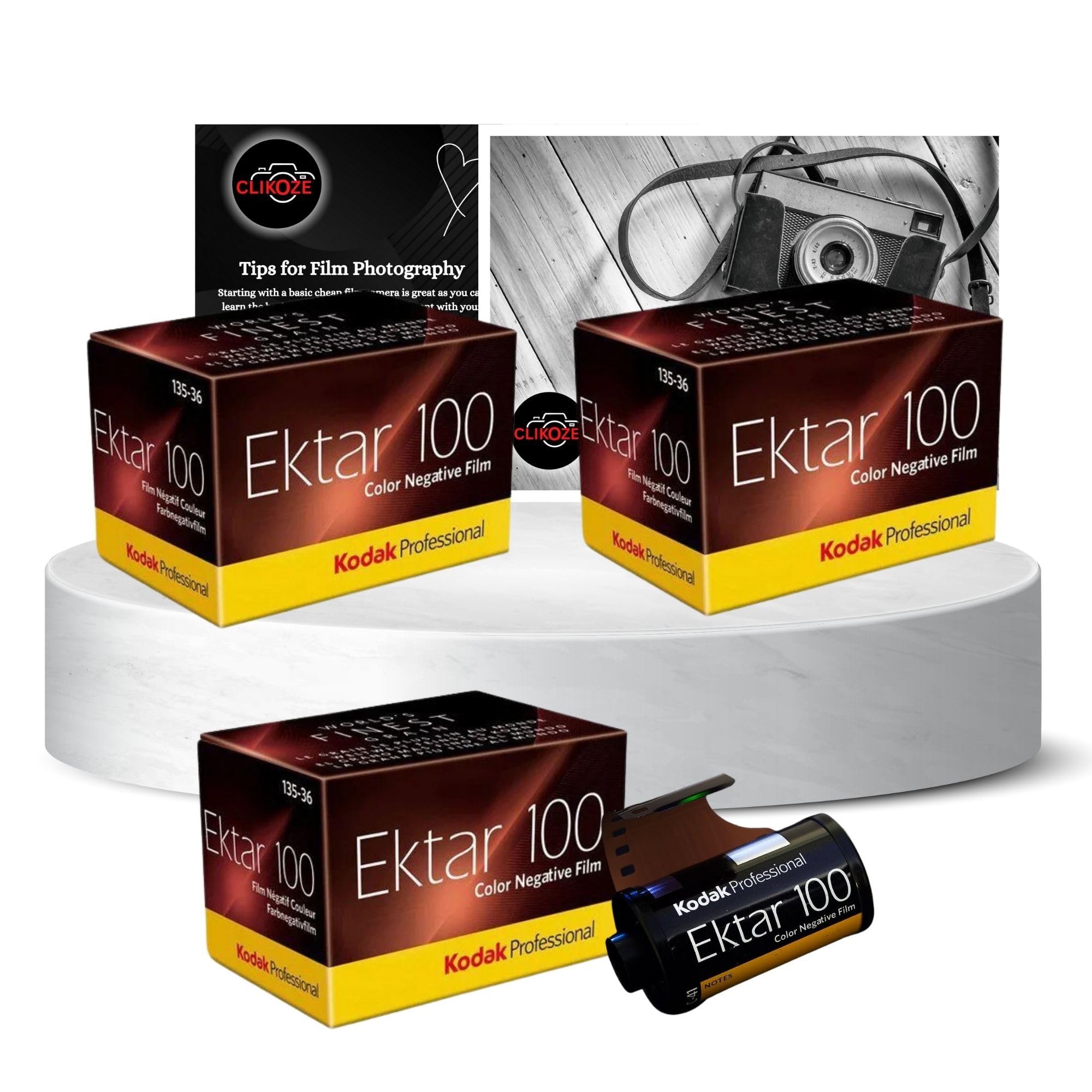 Kodak Ektar 100 35mm Film Bundle - 36 Exposures X3 With Clikoze Camera Photography Tips Card