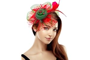 Bniksok Christmas Fascinators for Women Tea Party Hat Red Green Xmas Party Headband