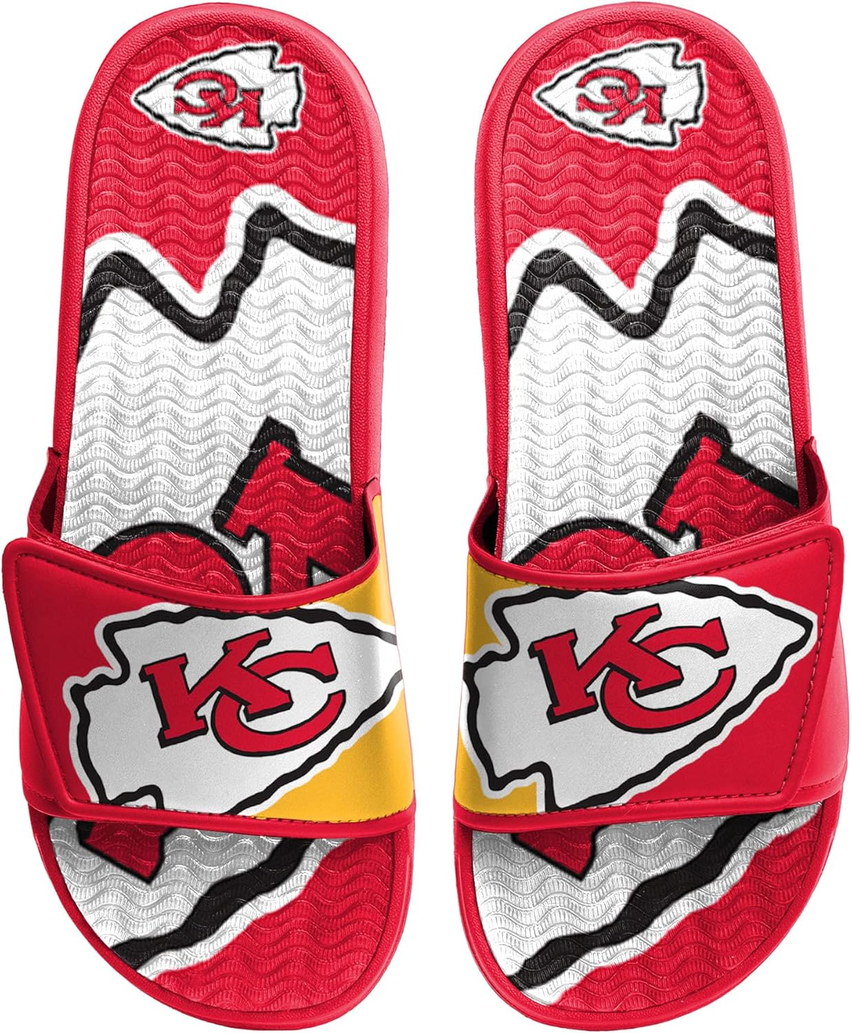 FOCO NFL Kansas City Chiefs Mens Sport Shower Gel Slide Flip Flop SandalsSport Shower Gel Slide Flip Flop Sandals, Colorblock Big Logo, Small (7-8) (FFSSNFCBBLGGEL) : Clothing