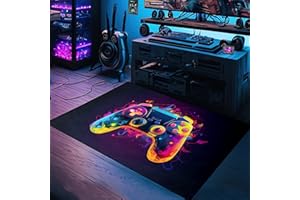ANGELWARDROBE Gamer Rug - Gaming Rug for Boys Bedroom - Gaming Carpet - Colorful Game Gamepad Carpets for Kids Playroom Living Room Decor Sofa Floor Polyester Mat, 2'5''×4'