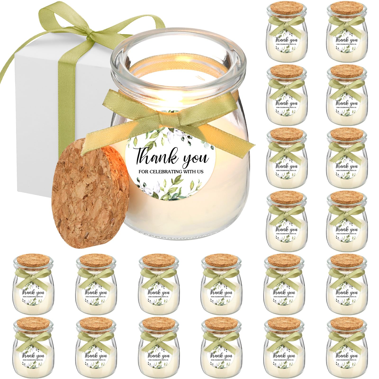 MTLEE 20 Pcs Wedding Candle Favors for Guests Gifts Glass Candle Jars ...