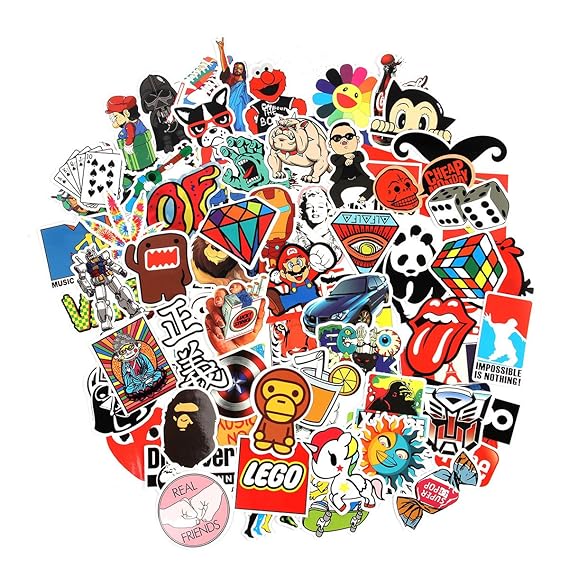 Unbekannt Aufkleber 100 Stück für Skateboard Snowboard-Weinlese-Vinylaufkleber-Graffiti Laptop Gepäck Auto-Fahrrad-Decals Mis