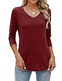 Sherosa 3/4 Length Sleeve Tunic Womens Tops Loose