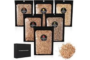 COR CORDIUM Smoking Wood Chips with 6 Flavors,Wood Chips for Smoker Cocktails Whiskey Smoking Gun,Including Cherry, Apple, Hickory, Pear, Mesquite, Oak,5.29oz/Bag