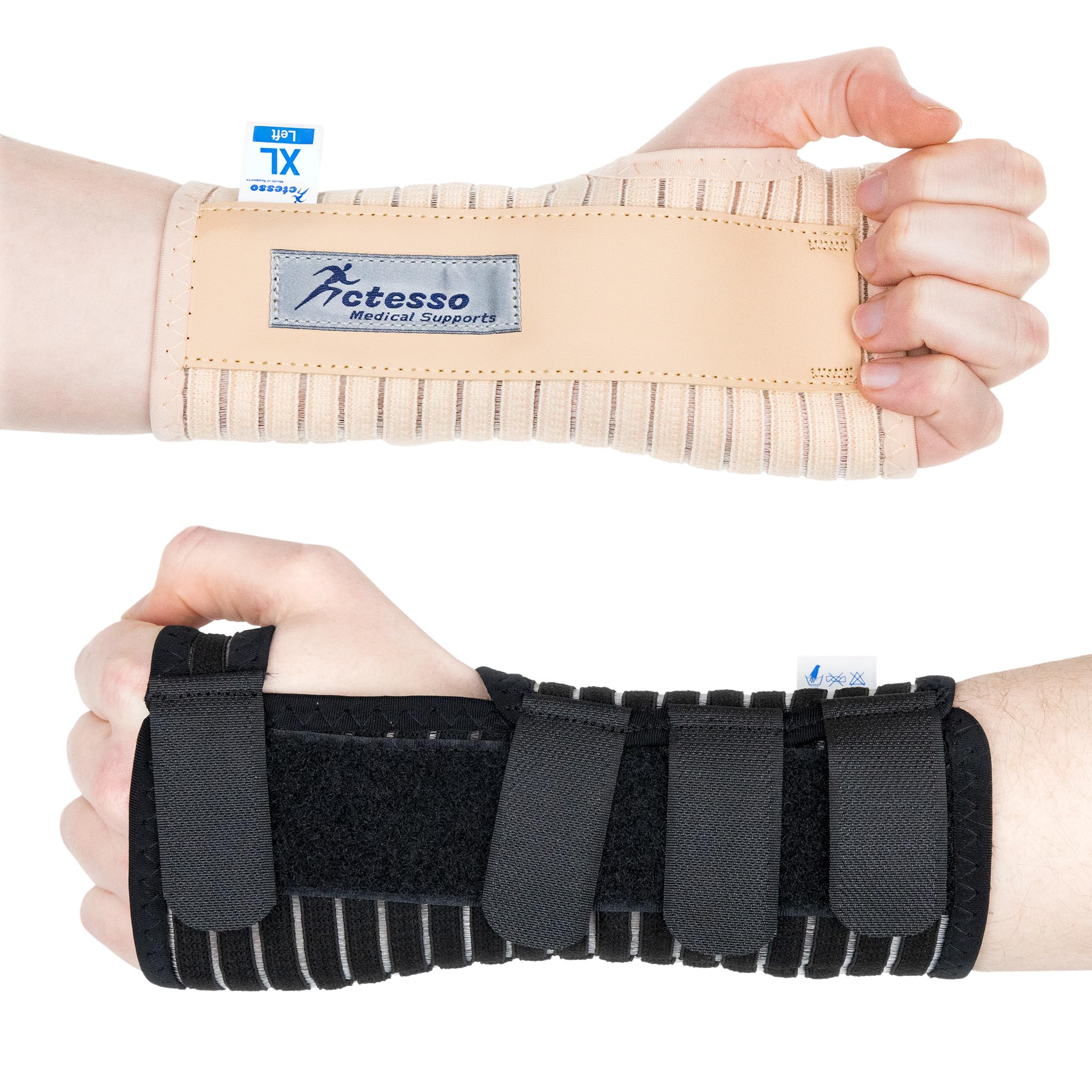 Actesso Breathable Wrist Support Brace – Ideal Wrist Splint for Carpal Tunnel, Sprains, and Tendonitis (Beige, XL Left Hand)