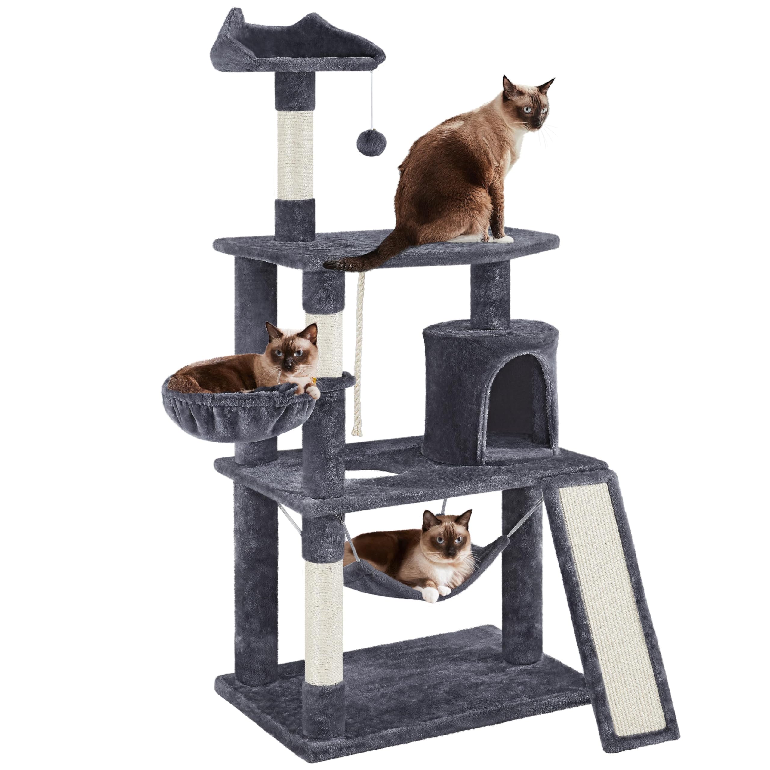 Yaheetech 63.5in Multi-Level Cat Tree Tower Condo with Scratching Posts, Platform & Hammock, Cat Activity Center Play Furniture for Kittens, Cats, and Pets Image