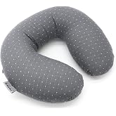 Edomi Buckwheat U-Shaped Neck Pillow Adjustable Buckwheat Hull Pillow with Pillowcase, Neck Support and Shoulder Relax Cervical Pillow (12x12 inch, Grey)