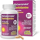 Natural Factors BioCoenzymated Benfotiamine, B1 plus Sulbutiamine, 60 vegetarian capsules, The Most Metabolically Active Form