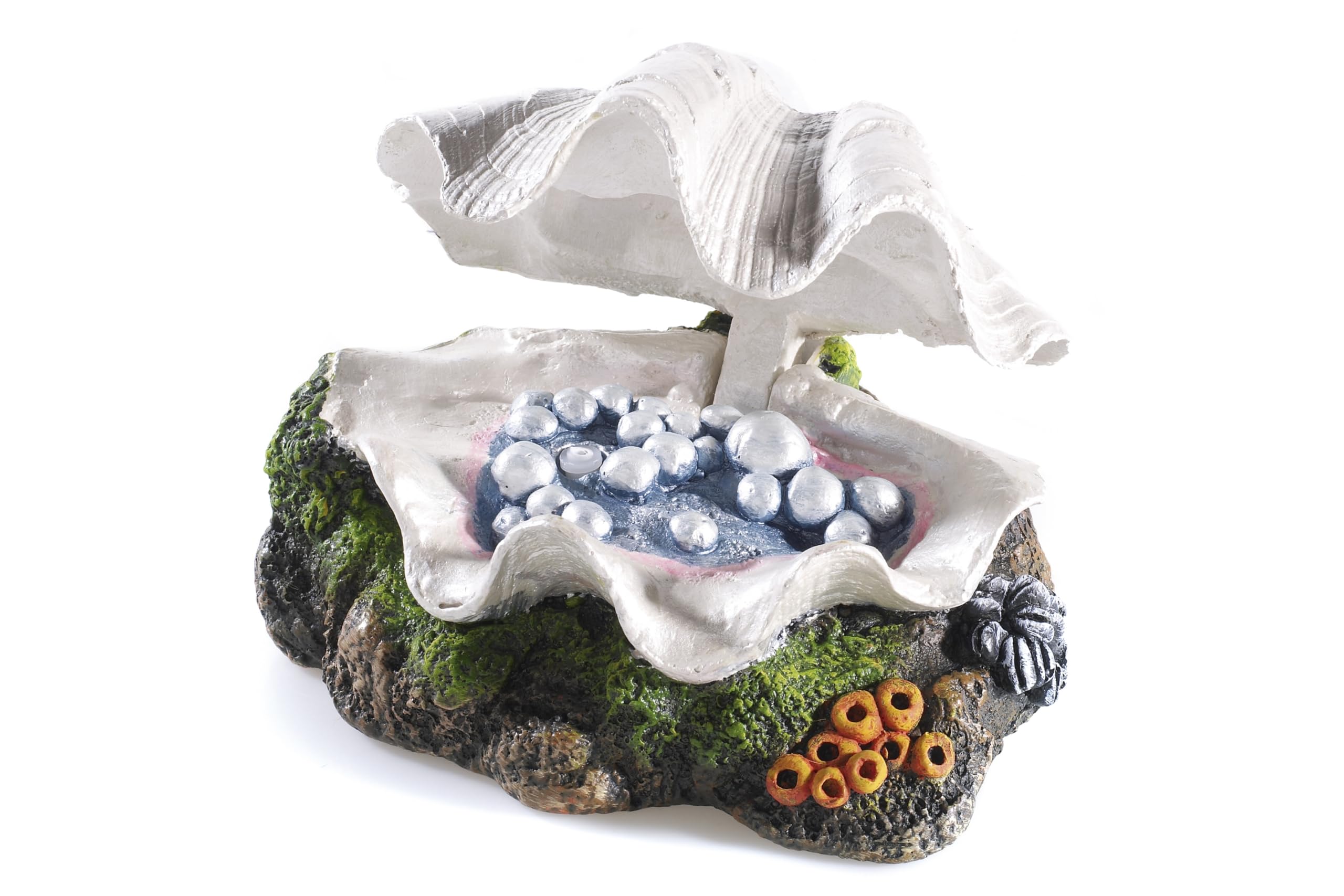 CLASSIC Closing Clam Shell Action Aquarium Ornament 7 Inch | Moving Fish Tank Decoration | Air-Operated Resin Ornament for Freshwater Aquariums