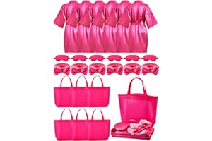 Sintuff 24 Pcs Kids Spa Party Supplies for Girls 6 Spa Party Robes 6 Tote Bags 6 Headbands 6 Spa Masks