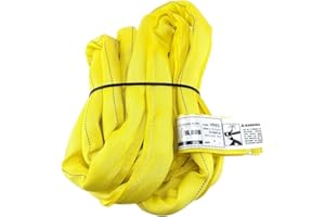 CHENANGO SUPPLY USA Made VR3 X 8' Yellow Slings 4'-30' Lengths in Listing, Double PLY Cover Endless Round Poly Lifting Slings, 8,400 lbs Vert, 6,720 lbs Choker, 16,800 lbs Basket (USA Poly)(VR3 X 8 FT)