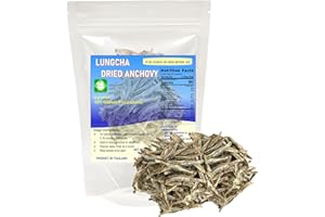 LUNGCHA Dried Anchovy Headless Deep-frying as Snack or add flavor to soups, side dish Product of Thailand (3.5, Ounces)
